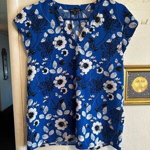 Hilary Radley Royal Blue Floral Top
